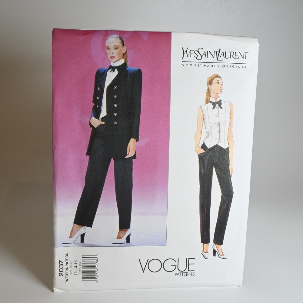 Vogue 2037 Yves Saint Laurent Sewing Pattern Women 12-14-16 Uncut Factory Folded